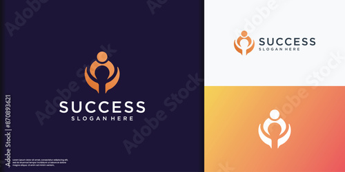 success people logo in circle shape concept design template.