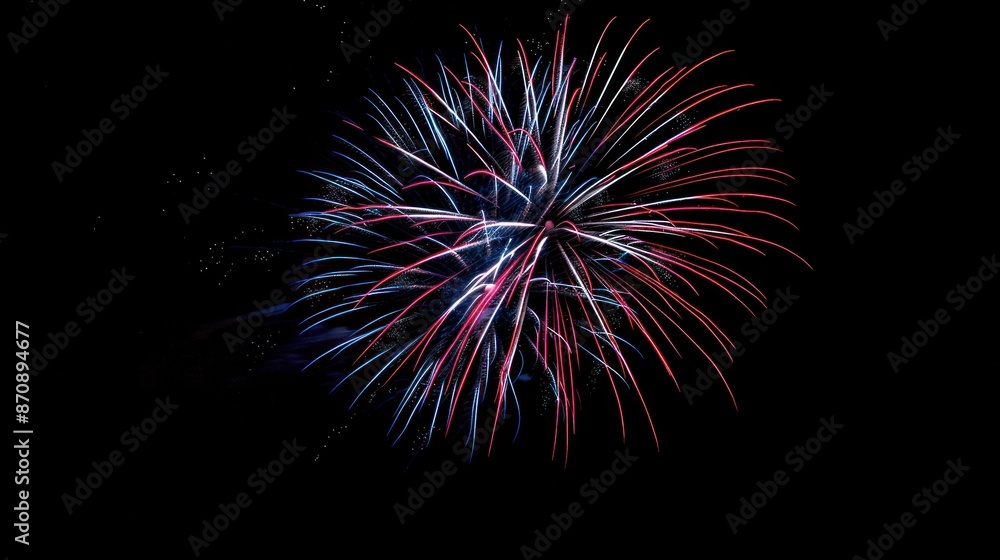 Single Firework Burst Against Black Sky Background Single Firework Burst Against Black Sky Background
