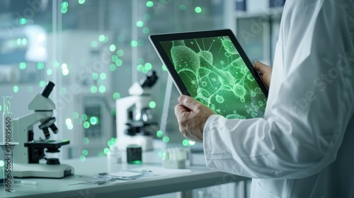The scientist holding tablet photo