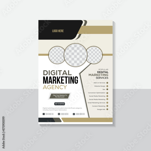 Business Flyer Template Corporate flyer Template colorful gradient geometric circle shape.