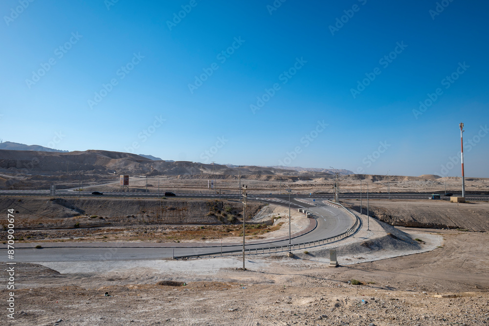 Road Going to An Nabi Musa Mosque in the Middle of the Desert in West Bank, Palestine