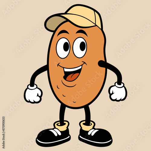 vintage style potato with cap and shoes