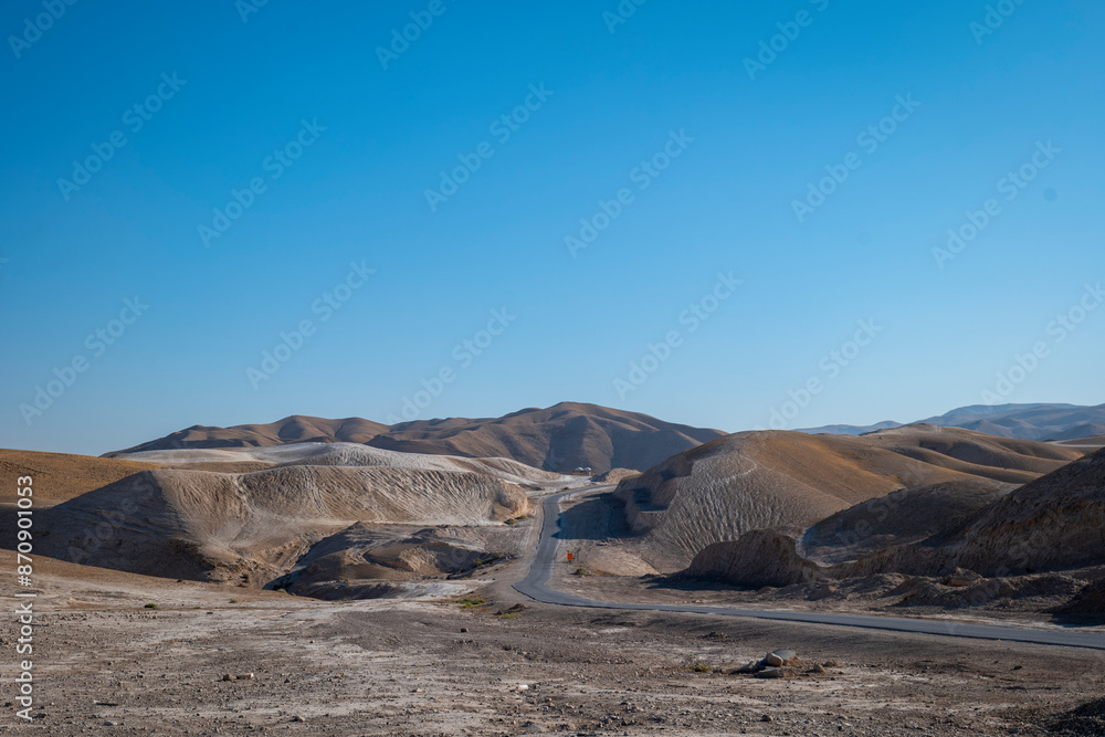 Road Going to the Middle of the Desert Near the Dead Sea