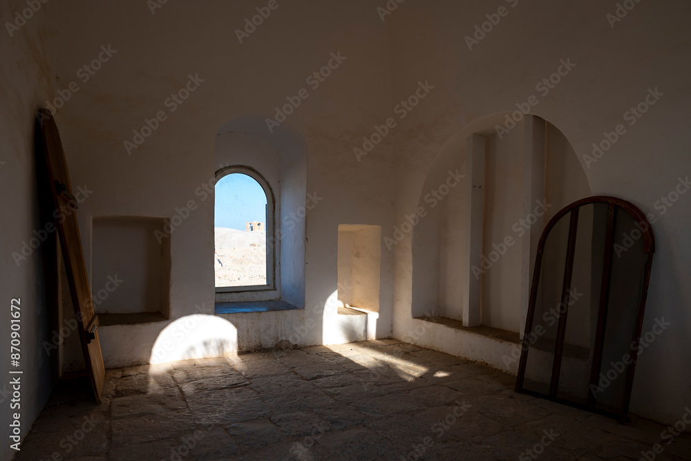 Room Interior View of An Nabi Musa Mosque at Mid-Day with Hard Shadows