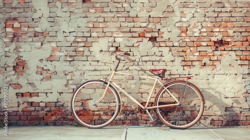A lo-fi image of a vintage bicycle against a brick wall, with soft colors and a nostalgic atmosphere