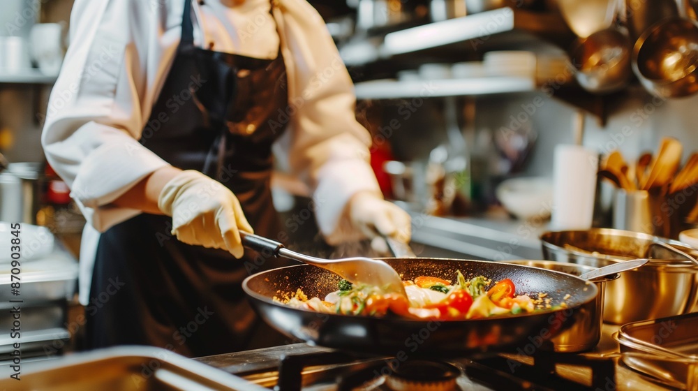 Chef cooking delicious food in a kitchen Chef cooking delicious food in a kitchen
