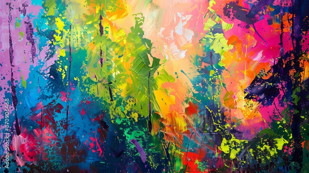 Obraz premium Vibrant Abstract Expressionist Painting with Bold Colors and Dynamic Brushstrokes