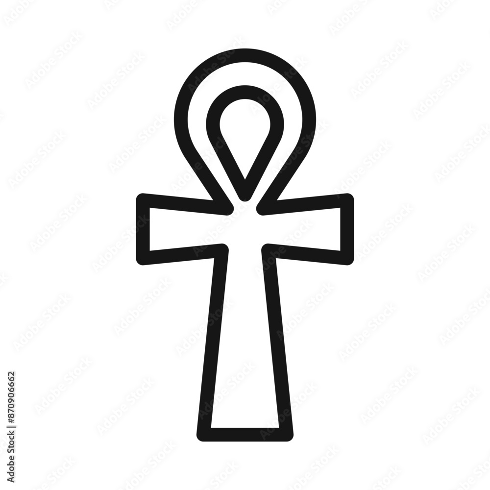 Obraz premium Ankh icon Black line art vector