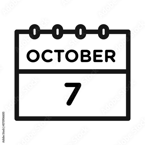 7 october date icon Black line art vector