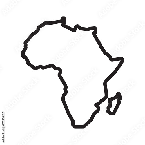 africa map icon Black line art vector