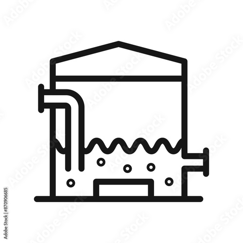 anaerobic digestion biomass icon Black line art vector