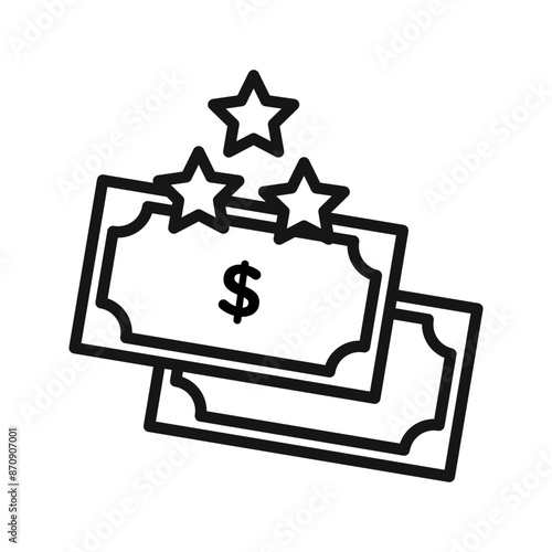 Cash bonus icon Black line art vector