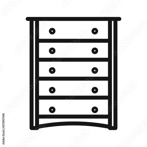 Chest of drawers icon Black line art vector