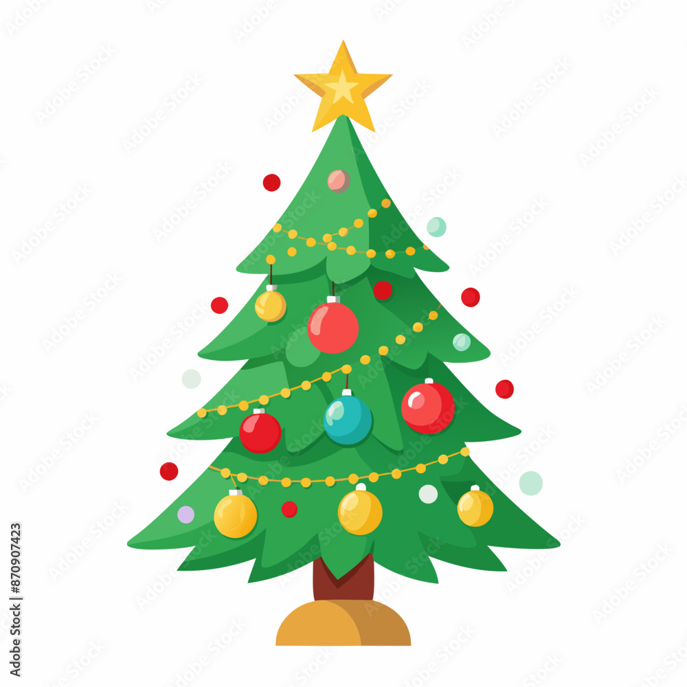 a decorated christmas tree on white background a decorated christmas tree on white background