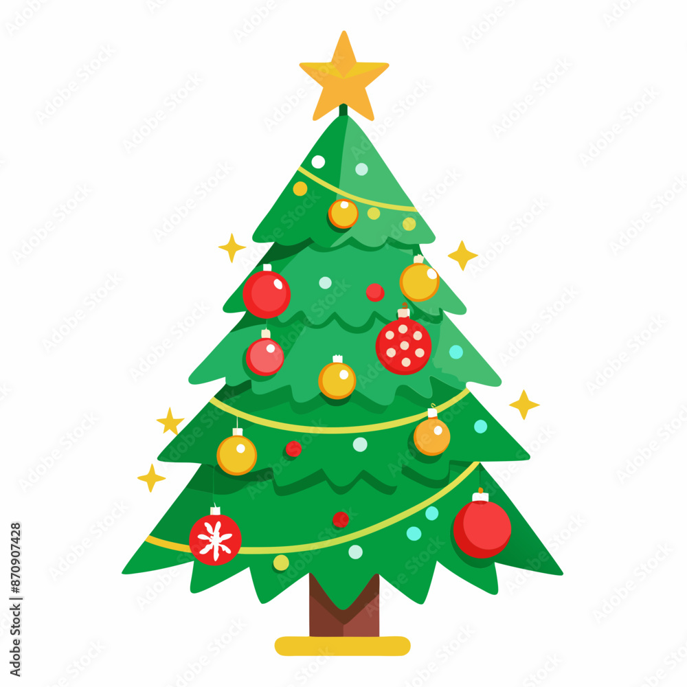 a decorated christmas tree on white background a decorated christmas tree on white background