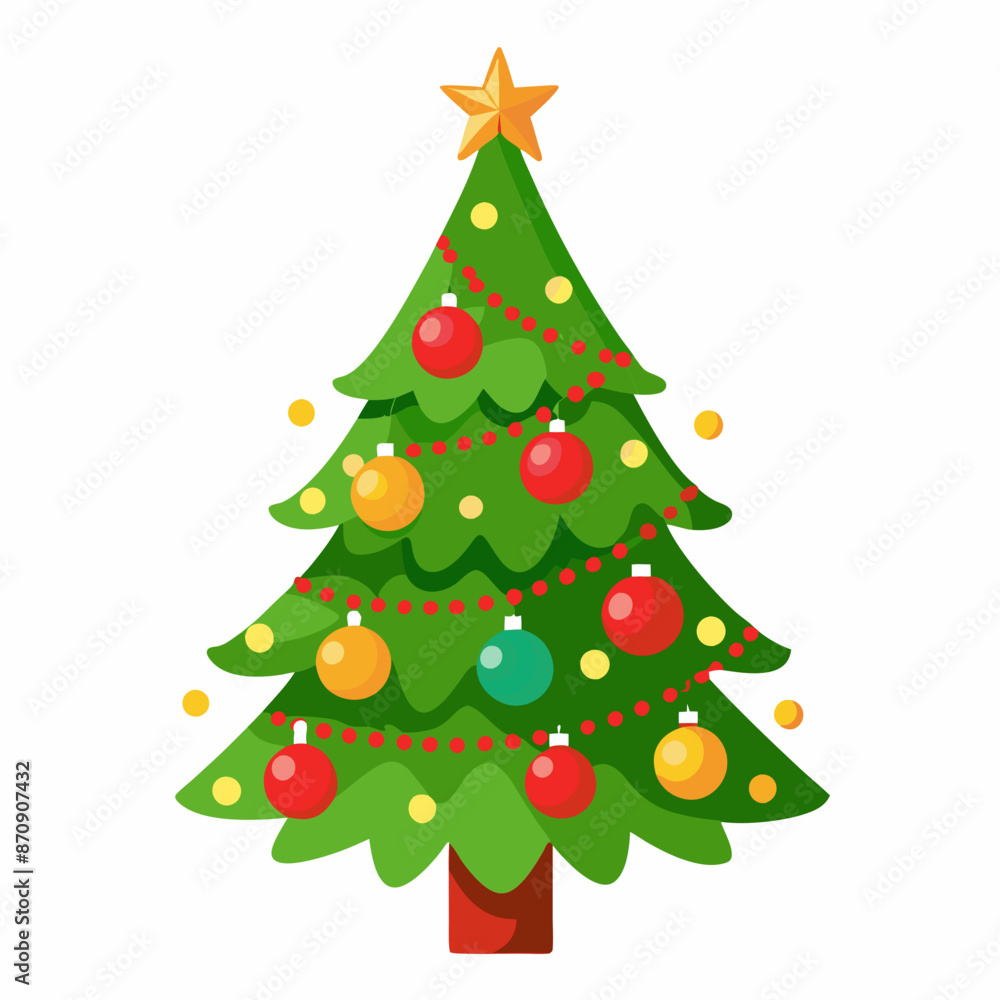 a decorated christmas tree on white background a decorated christmas tree on white background