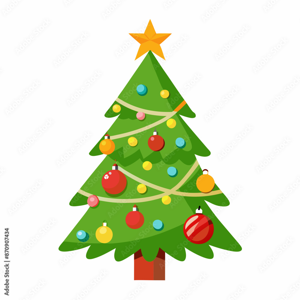 a decorated christmas tree on white background a decorated christmas tree on white background