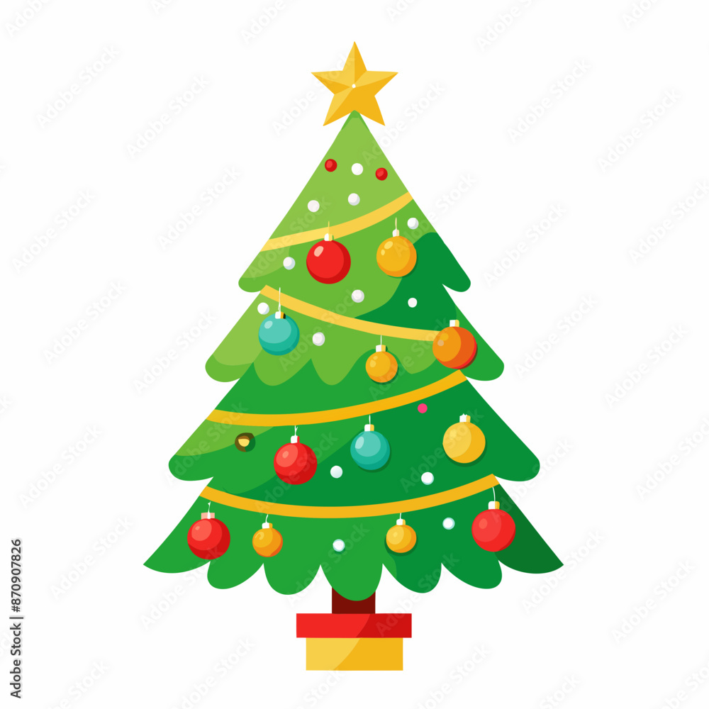 a decorated christmas tree on white background a decorated christmas tree on white background
