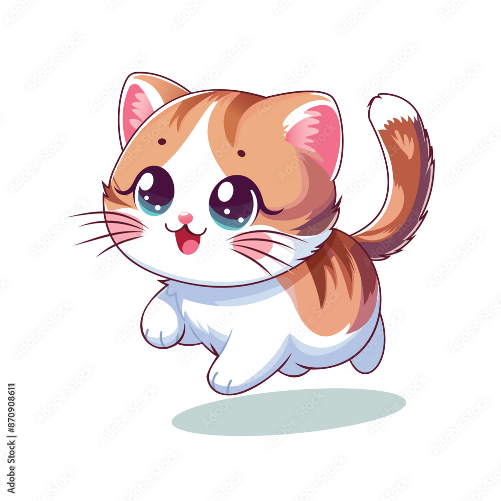 A cute ginger and white cat with beautiful eyes. Vector illustration in a flat style. A cute ginger and white cat with beautiful eyes. Vector illustration in a flat style.