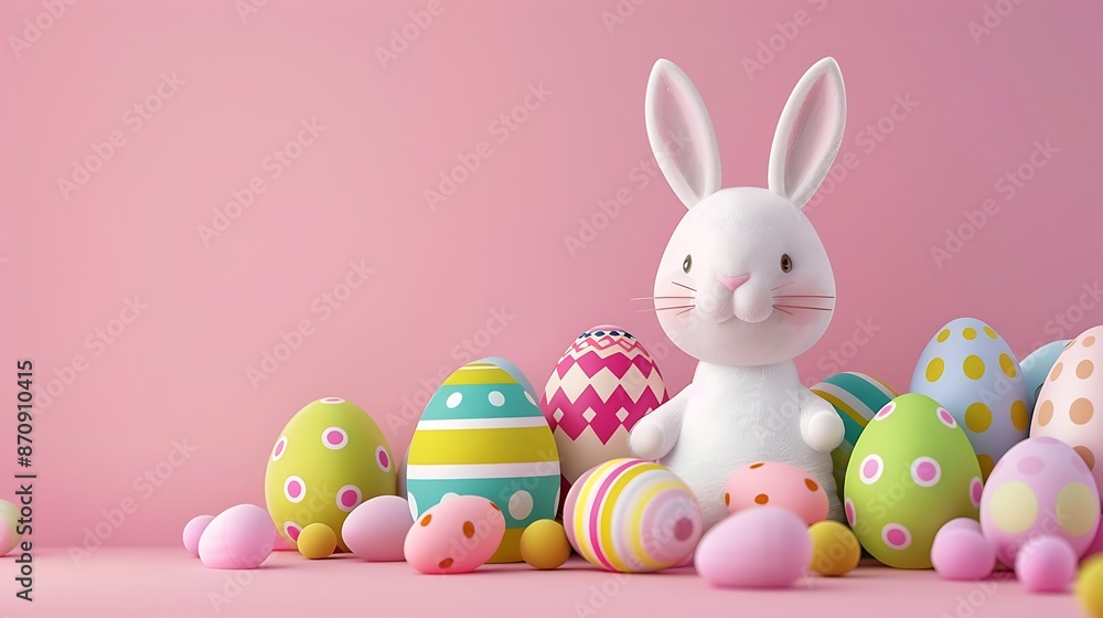 happy Easter written in the middle of the blue background with eggs and flowers decoration all around with empty copy space background wallpaper with rabbit playing on the celebration with egg happy Easter written in the middle of the blue background with eggs and flowers decoration all around with empty copy space background wallpaper with rabbit playing on the celebration with egg