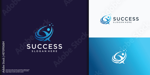 Abstract Success people logo template design. Leadership logo concept vector