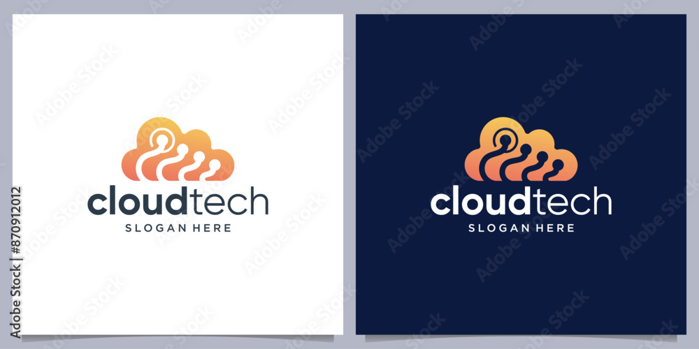 Obraz premium Creative Cloud tech logo, icon dot wireless database logo design.