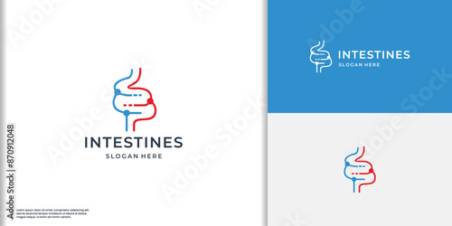 Healthy digestive tract logo. Intestinal inflammation icon, abdominal pain, constipation, gut appendicitis.
