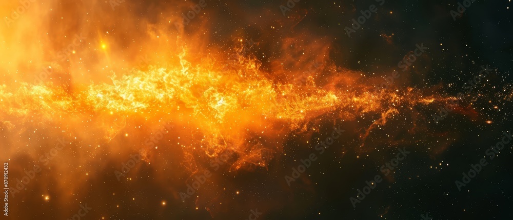 A yellow-black expanse teeming with numerous bright yellow and orange stars in the former, while the latter is dominated by a similar abundance of vibrant orange and yellow stars A yellow-black expanse teeming with numerous bright yellow and orange stars in the former, while the latter is dominated by a similar abundance of vibrant orange and yellow stars