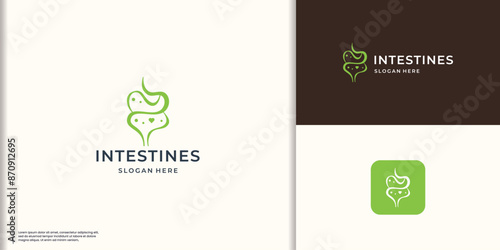 Healthy digestive tract logo. Intestinal inflammation icon, abdominal pain, constipation, gut appendicitis.