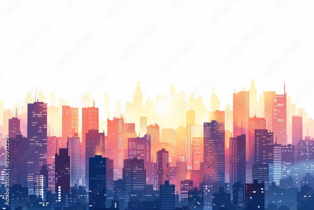 A tranquil cityscape at dusk with the last light of the day casting a soft glow over the buildings A tranquil cityscape at dusk with the last light of the day casting a soft glow over the buildings