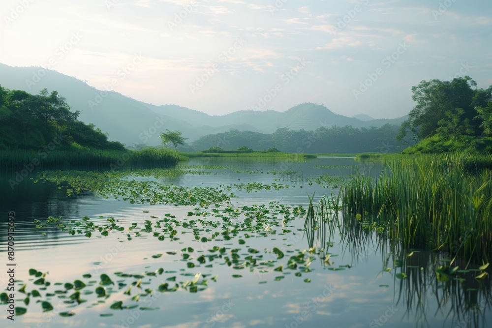 A picturesque lake surrounded by lush biodiesel crops, promoting harmony with nature. The tranquil atmosphere invites relaxation and contemplation. A picturesque lake surrounded by lush biodiesel crops, promoting harmony with nature. The tranquil atmosphere invites relaxation and contemplation.