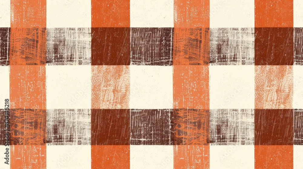 Seamless plaid pattern in warm autumn colors of orange and brown, ideal for cozy seasonal designs and rustic textiles Seamless plaid pattern in warm autumn colors of orange and brown, ideal for cozy seasonal designs and rustic textiles