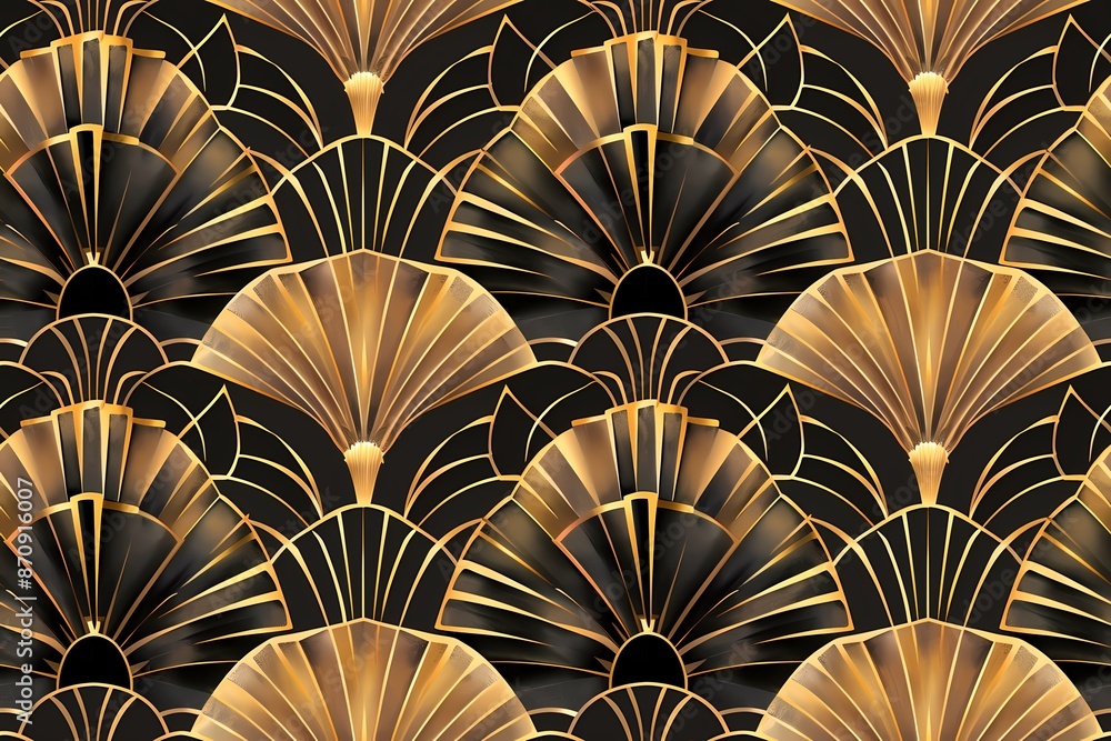 Art Deco Golden Fan Pattern Art Deco Golden Fan Pattern