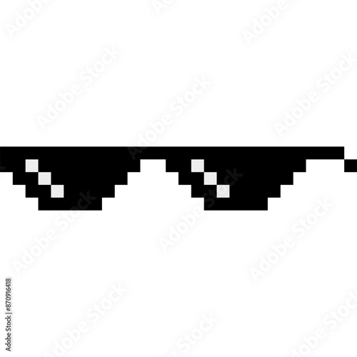 Pixel glasses of thug life meme. Sunglasses icon. Vector Illustration