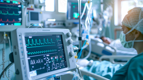 Patient Monitoring Equipment in Hospital Room.