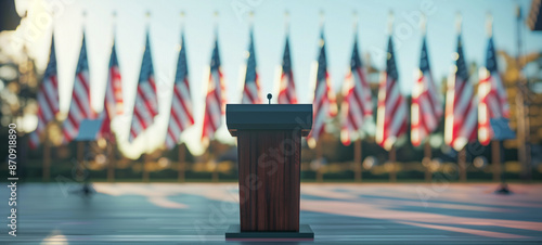 Presidential Campaign Podium on Stage Background