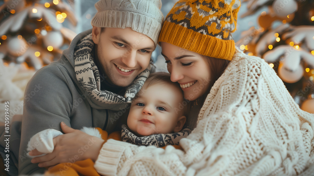 Obraz premium Happy Family Celebrating Christmas.