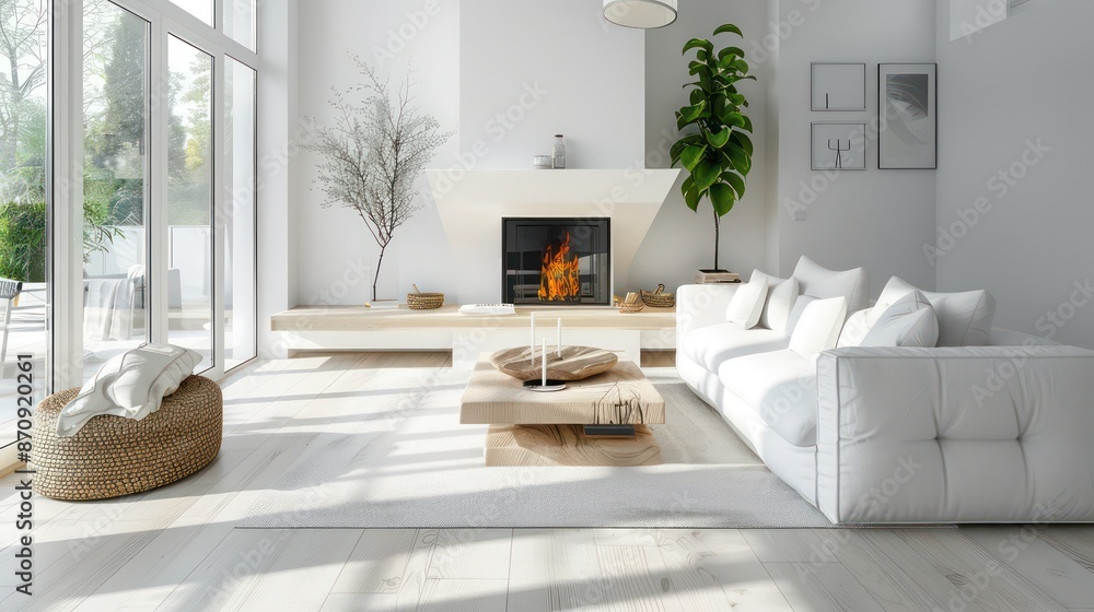 cozy scandinavian living room with fireplace cozy scandinavian living room with fireplace