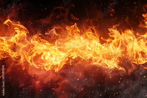 Wallpaper Mural Panorama Fire flames on black background. fire burst texture for banner backdrop. ai generative Torontodigital.ca