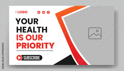  Creative medical healthcare youtube thumbnail design or social media web banner template for hospital and workshop layout