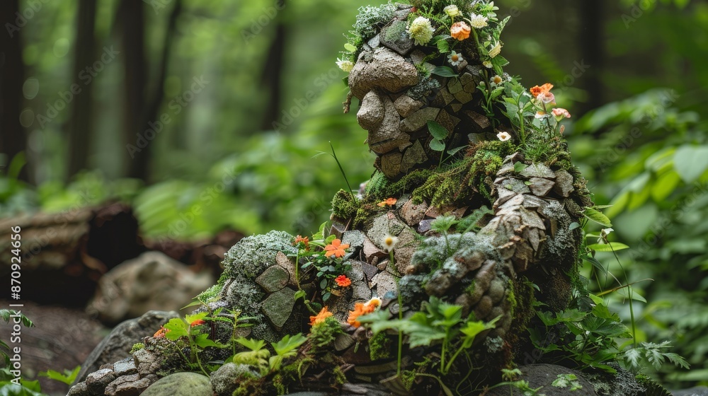 A human forest sculpture maked form natural materials
