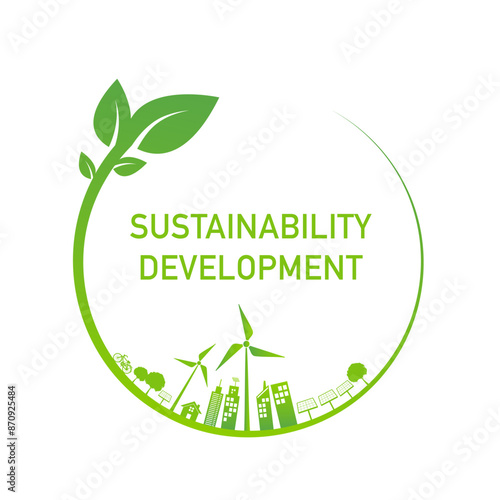 Sustainability development symbol, ESG, green energy, sustainable industry, ecological production concept banner. Environmental, Social, Corporate Governance