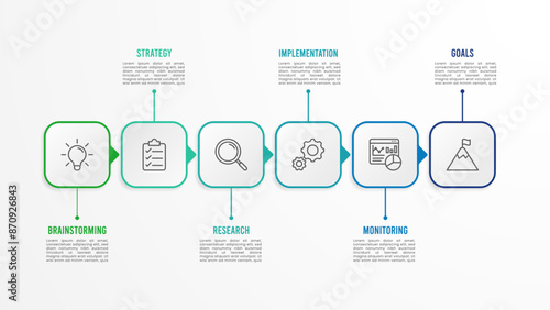 Infographic Illustration design template with icons and 6 options or steps. Can be used for process, presentations, layout, banner,info graph. element timeline six step option point infographics