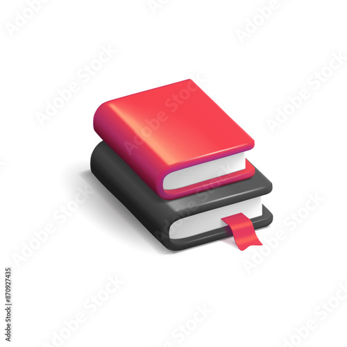 3D books. Icon for education, science, bookstore, e-book, science and technology concepts. Vector