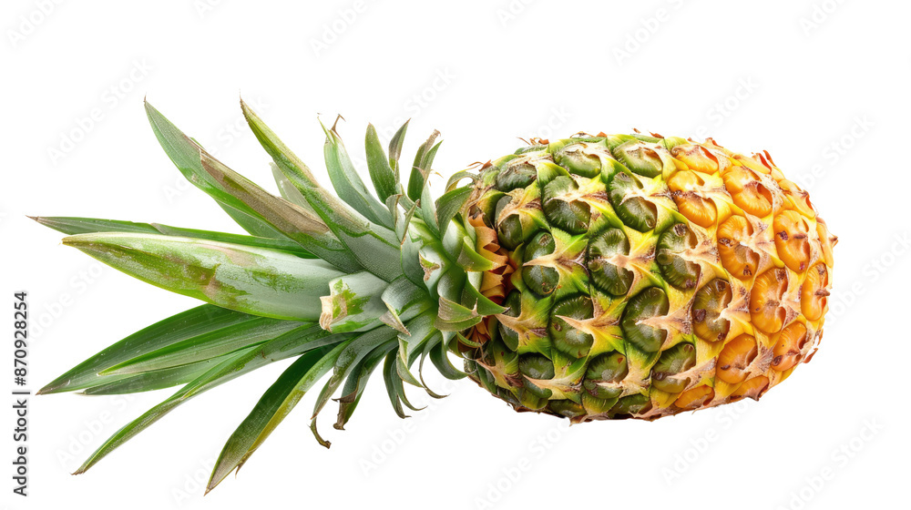 Fresh pineapple with green leaves on white background or PNG Fresh pineapple with green leaves on white background or PNG