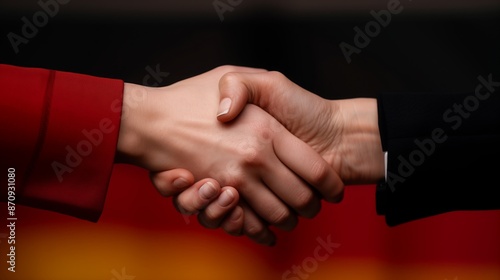 Two hands firmly shaking, symbolizing a strong agreement or partnership