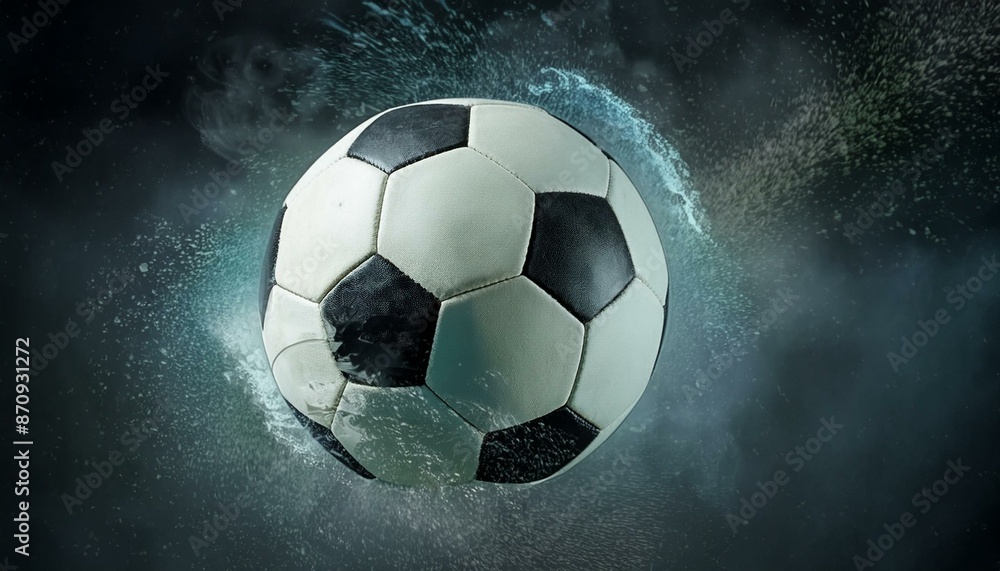 Fototapeta premium Soccer Ball Background or Wallpaper - Soccerball image for Header or Promotional purpose - Soccerball with Special Effects in the Field of a Stadium - Championship, League or Cup