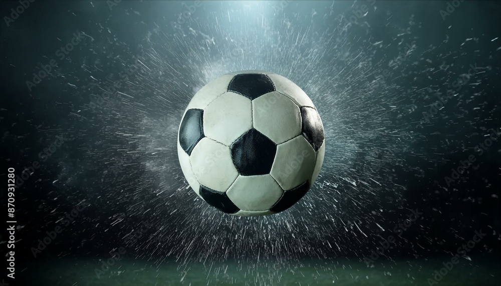 Fototapeta premium Soccer Ball Background or Wallpaper - Soccerball image for Header or Promotional purpose - Soccerball with Special Effects in the Field of a Stadium - Championship, League or Cup