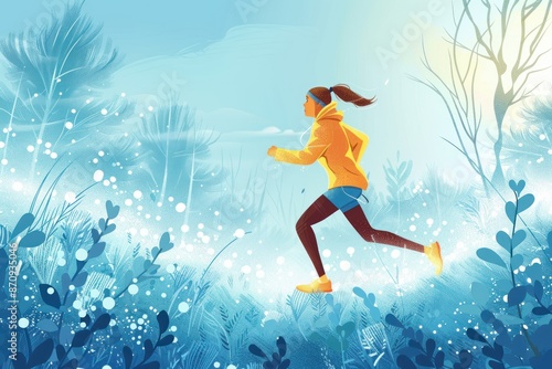 Wallpaper Mural runner goes in for sports in spring, running life style concept. ai generative Torontodigital.ca