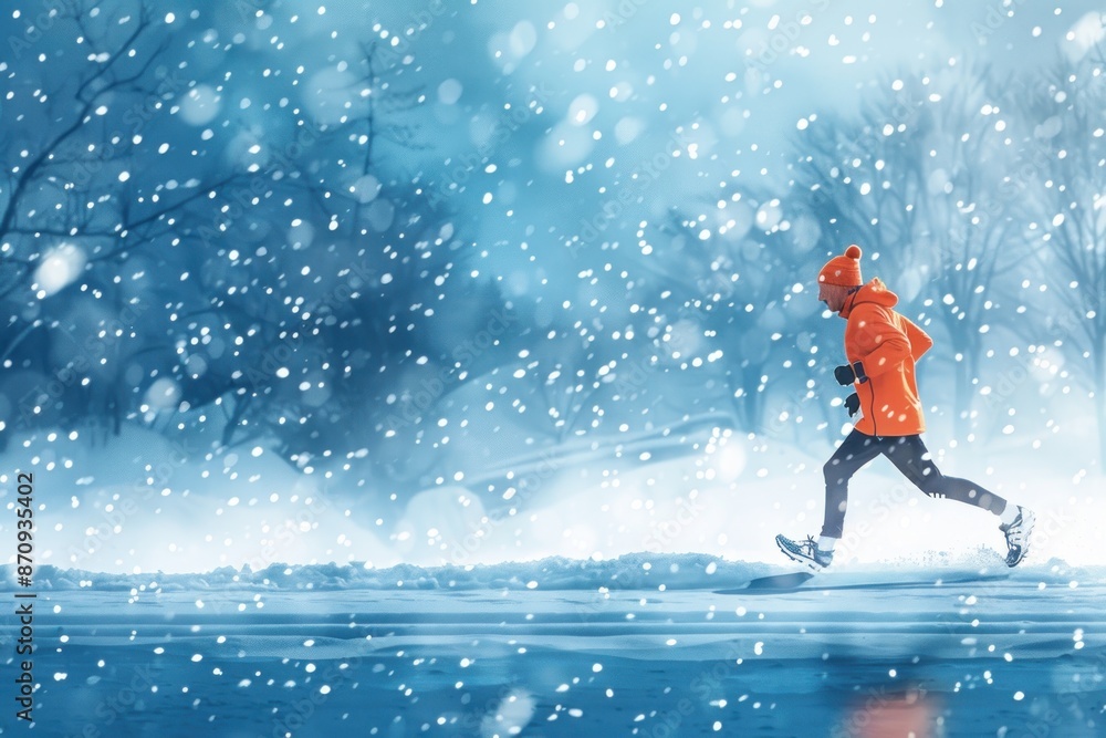 runner goes in for sports in winter, running life style concept. ai generative runner goes in for sports in winter, running life style concept. ai generative